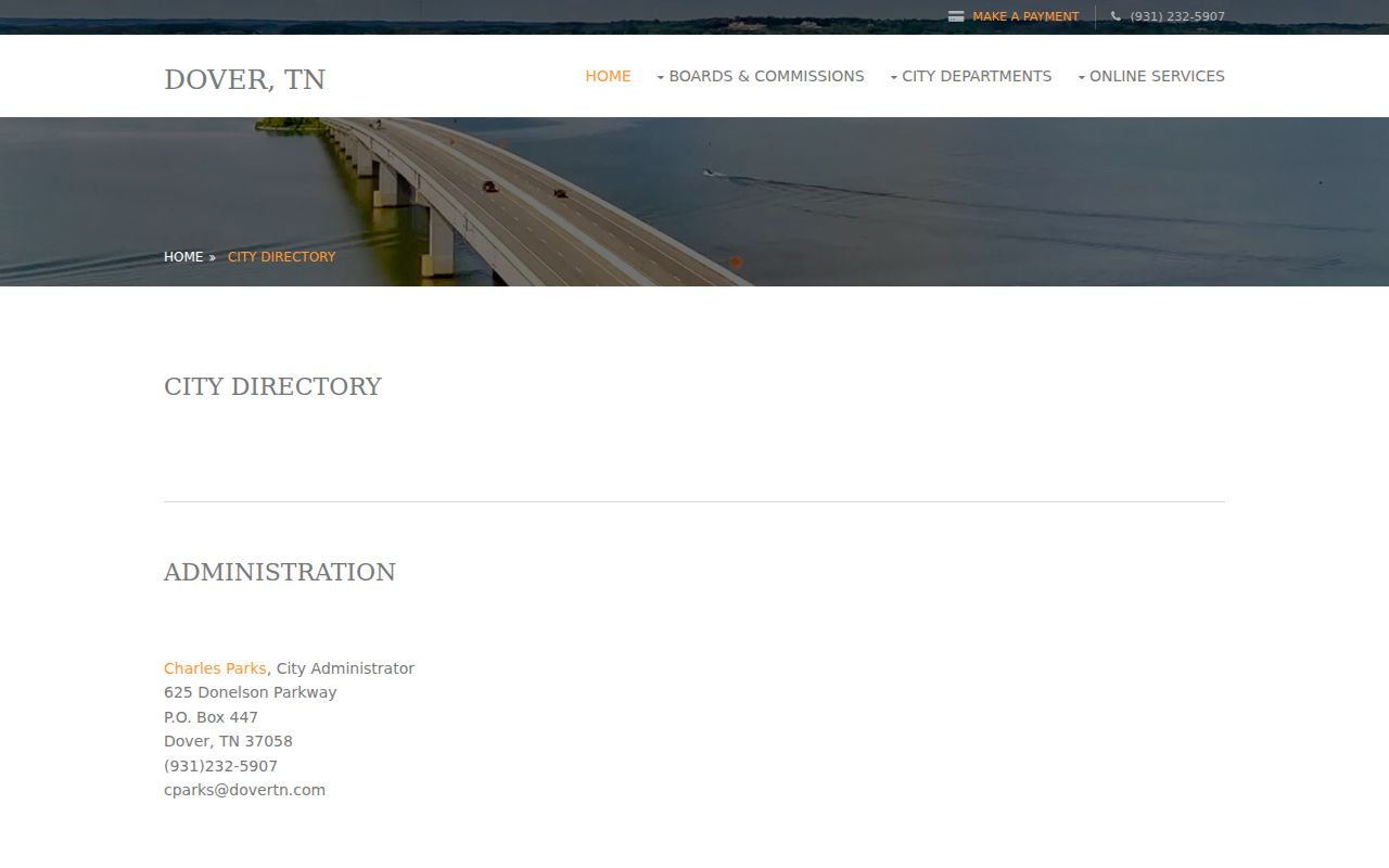 Official Dover city directory with City Hall and department contacts
