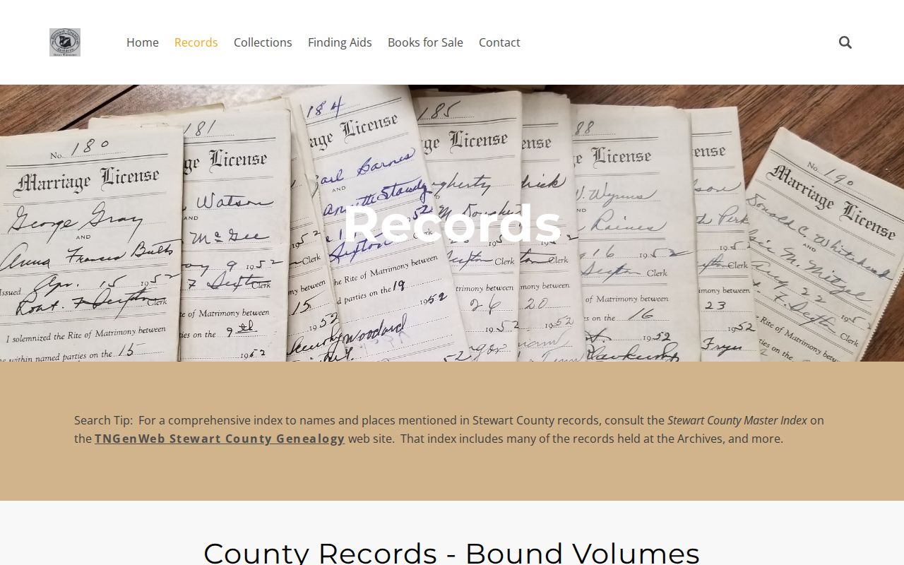 Stewart County Archives historical court holdings and record request options