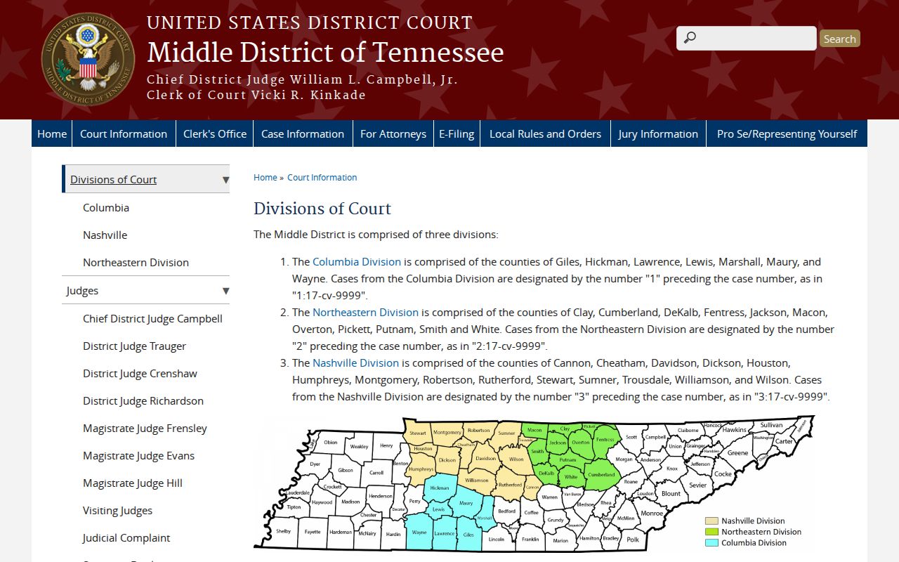 Middle District Nashville Division assignment for Stewart County federal cases