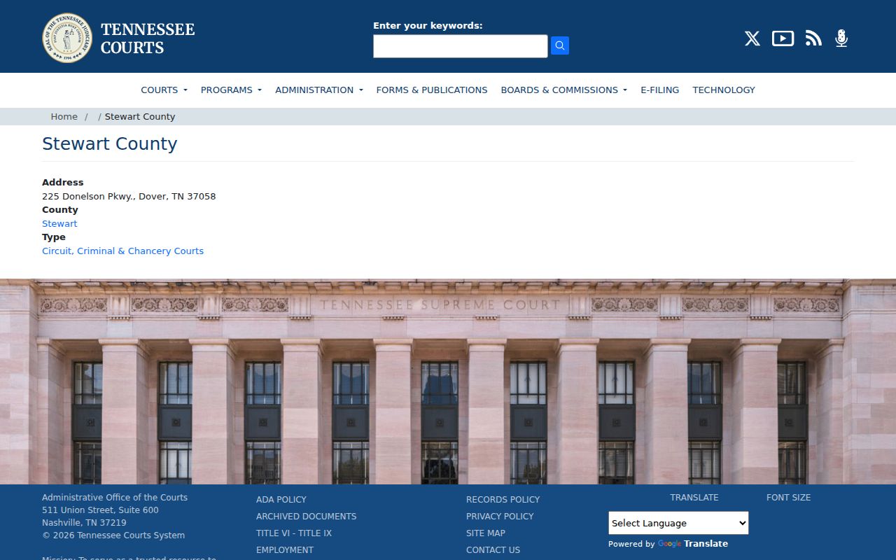 Stewart County court docket courthouse listing